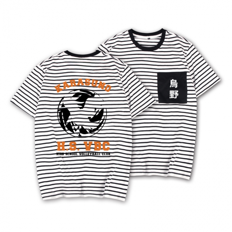 Haikyuu!! Striped letters color loose short-sleeved T-shirt from M to 3XL