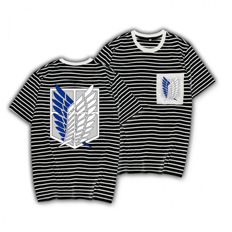 Shingeki no Kyojin Striped letters color loose short-sleeved T-shirt from M to 3XL