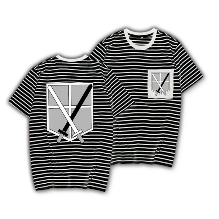 Shingeki no Kyojin Striped letters color loose short-sleeved T-shirt from M to 3XL