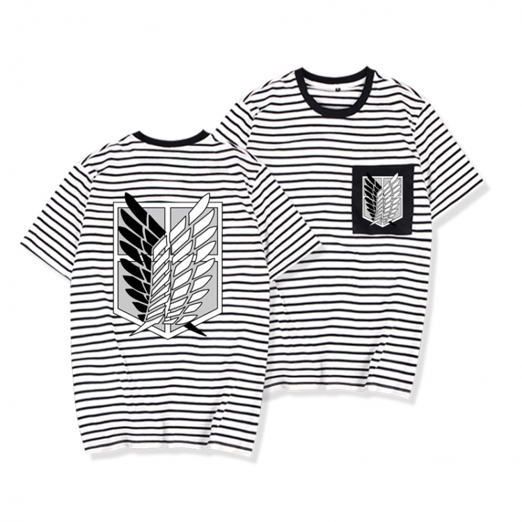 Shingeki no Kyojin Striped letters color loose short-sleeved T-shirt from M to 3XL