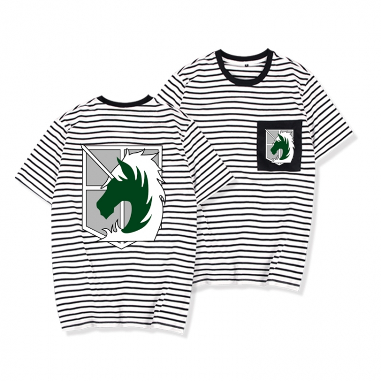 Shingeki no Kyojin Striped letters color loose short-sleeved T-shirt from M to 3XL
