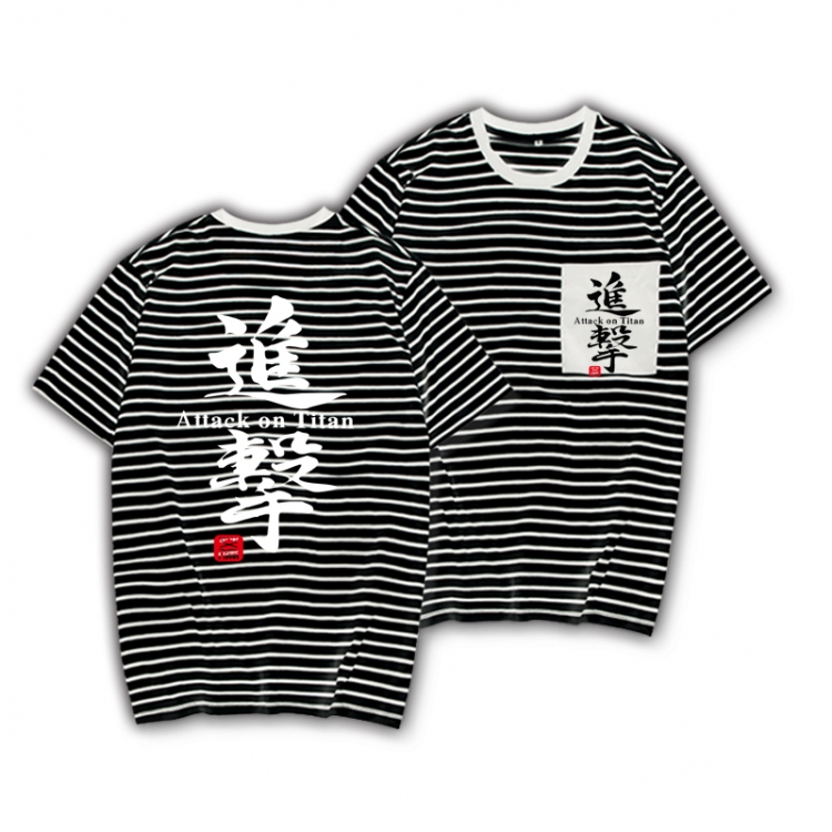 Shingeki no Kyojin Striped letters color loose short-sleeved T-shirt from M to 3XL