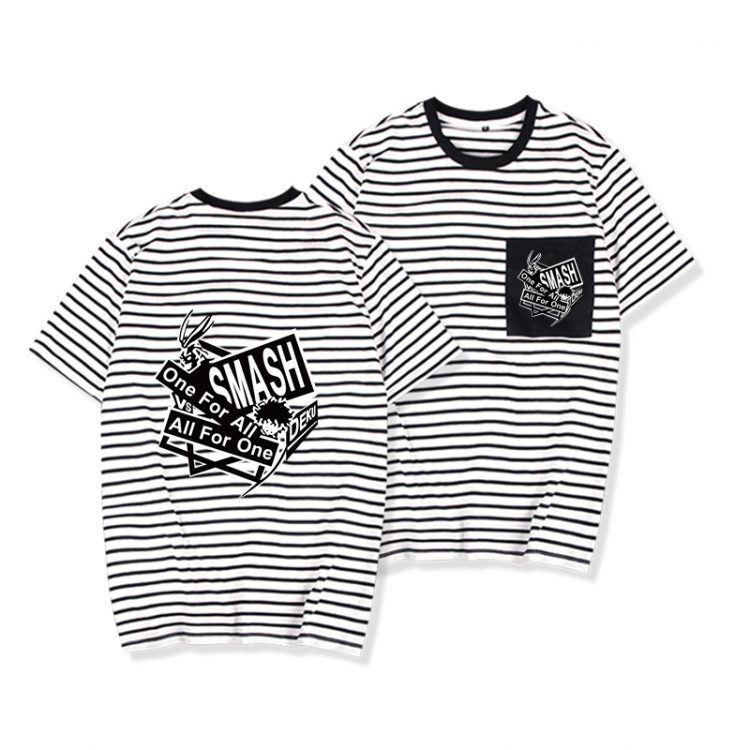My Hero Academia Striped Letters Color Loose Short Sleeve T-Shirt from S to XXXL