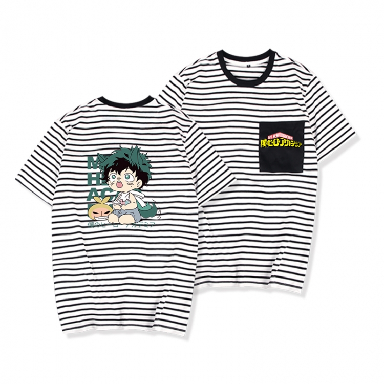 My Hero Academia Striped Letters Color Loose Short Sleeve T-Shirt from S to XXXL