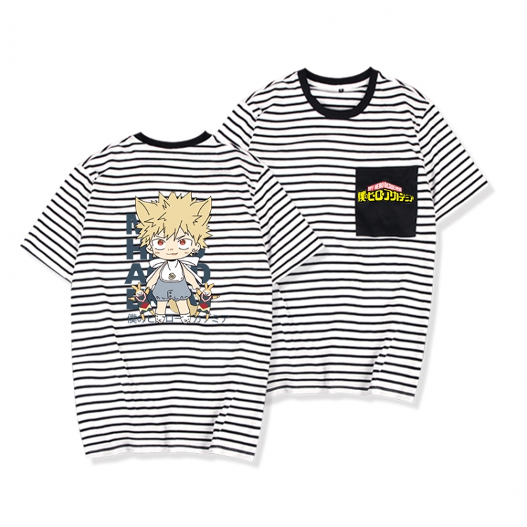 My Hero Academia Striped Letters Color Loose Short Sleeve T-Shirt from S to XXXL