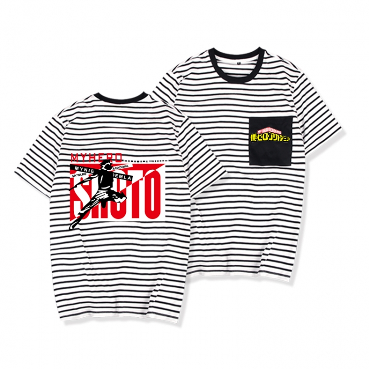 My Hero Academia Striped Letters Color Loose Short Sleeve T-Shirt from S to XXXL