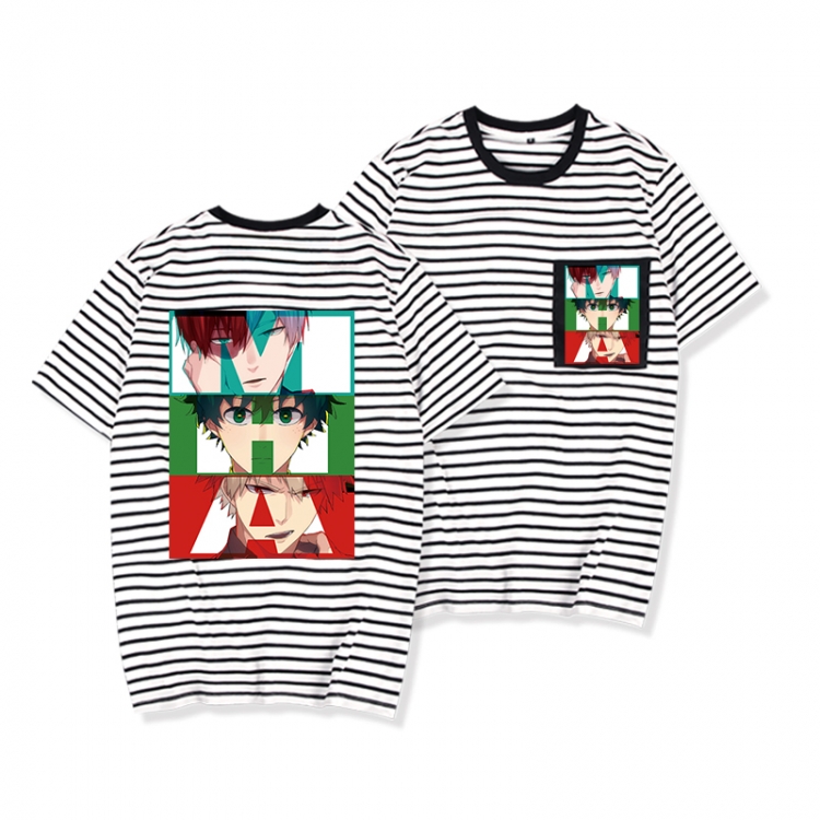 My Hero Academia Striped Letters Color Loose Short Sleeve T-Shirt from S to XXXL