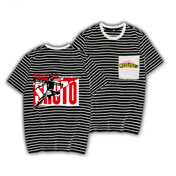 My Hero Academia Striped Letters Color Loose Short Sleeve T-Shirt from S to XXXL