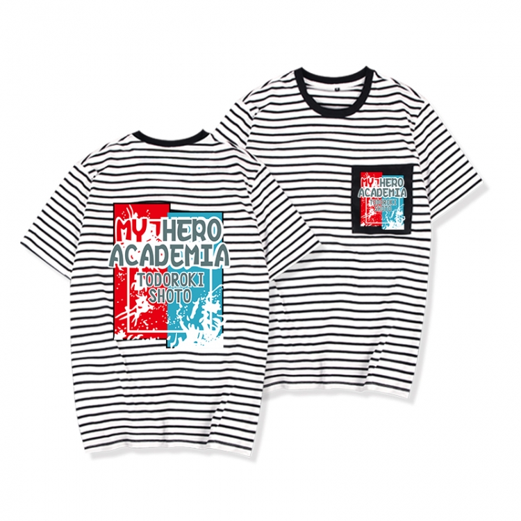 My Hero Academia Striped Letters Color Loose Short Sleeve T-Shirt from S to XXXL