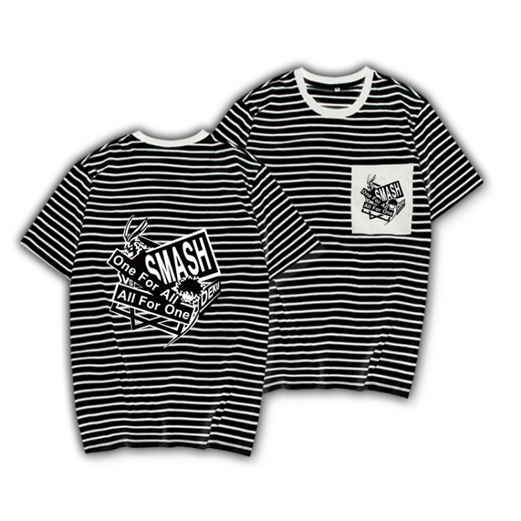 My Hero Academia Striped Letters Color Loose Short Sleeve T-Shirt from S to XXXL