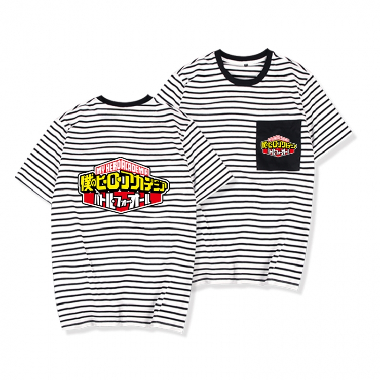 My Hero Academia Striped Letters Color Loose Short Sleeve T-Shirt from S to XXXL