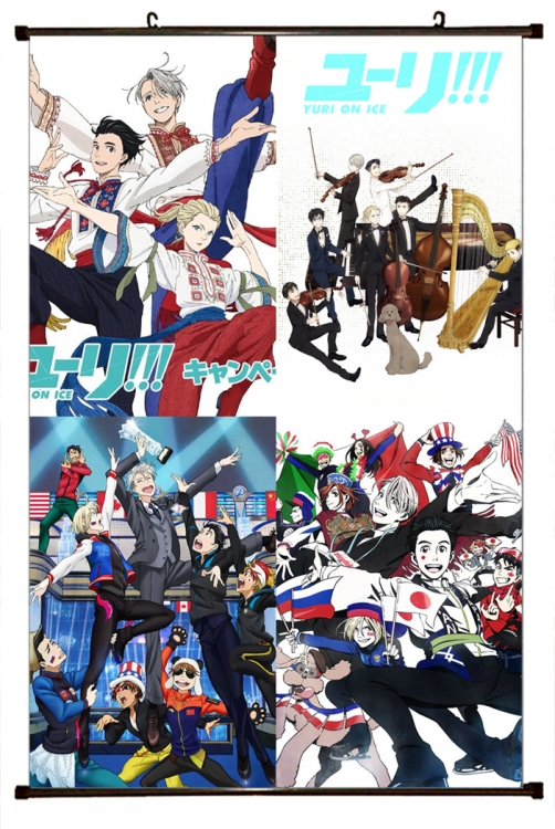 Yuri !!! on Ice Anime black Plastic rod Cloth painting Wall Scroll 60X90CM y15-144A