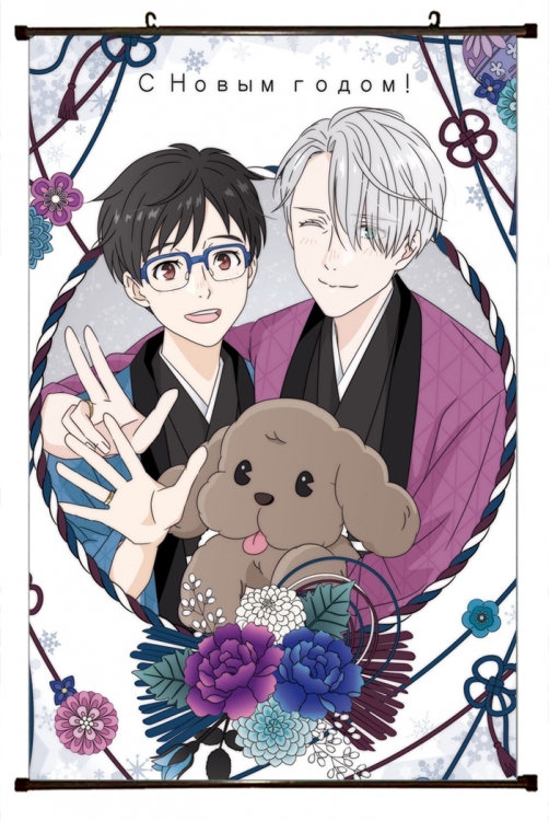 Yuri !!! on Ice Anime black Plastic rod Cloth painting Wall Scroll 60X90CM y15-154
