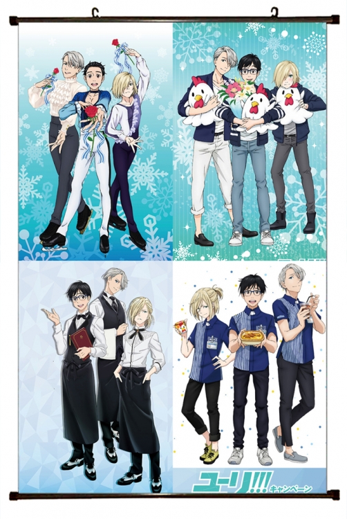 Yuri !!! on Ice Anime black Plastic rod Cloth painting Wall Scroll 60X90CM y15-139A