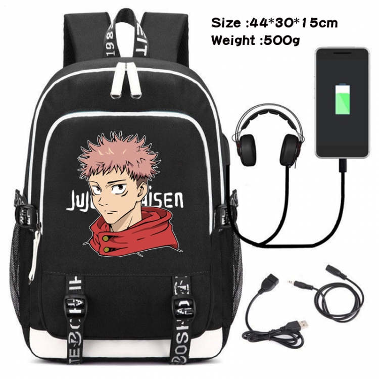 Jujutsu Kaisen Printed travel canvas backpack USB charging student school bag