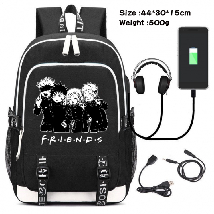 Jujutsu Kaisen Printed travel canvas backpack USB charging student school bag