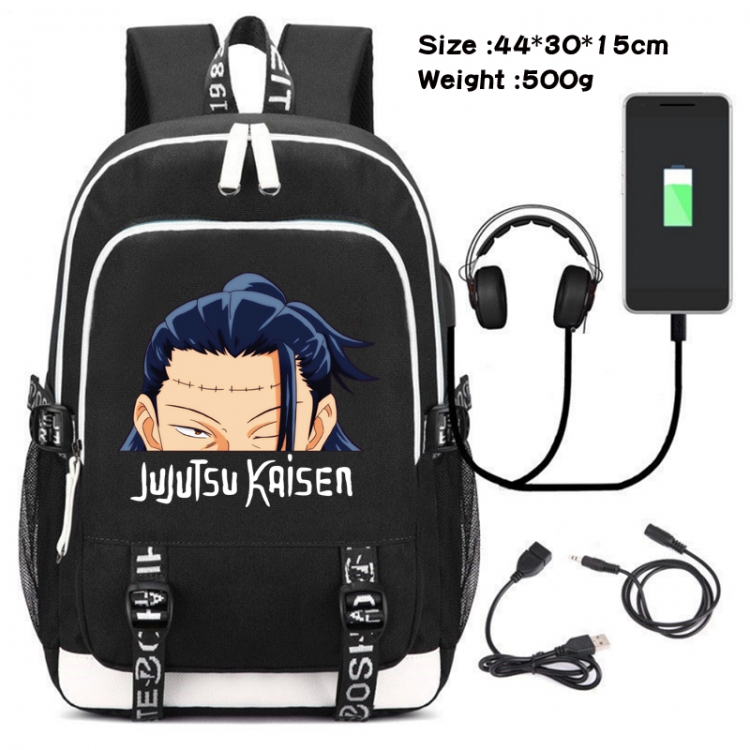 Jujutsu Kaisen Printed travel canvas backpack USB charging student school bag
