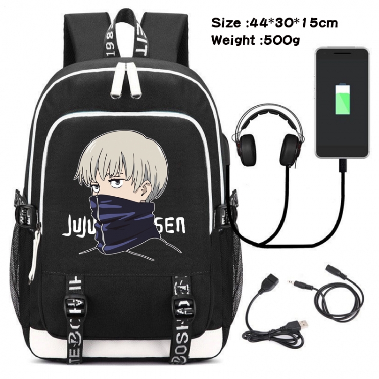 Jujutsu Kaisen Printed travel canvas backpack USB charging student school bag