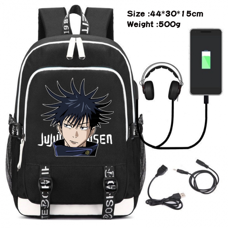 Jujutsu Kaisen Printed travel canvas backpack USB charging student school bag