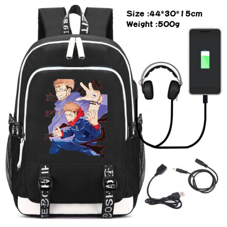 Jujutsu Kaisen Printed travel canvas backpack USB charging student school bag