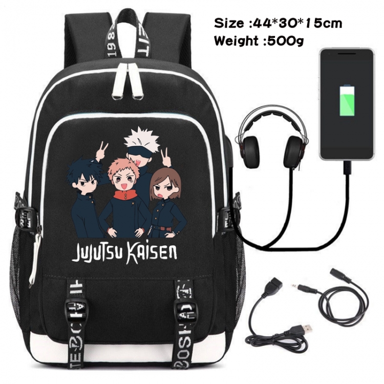 Jujutsu Kaisen Printed travel canvas backpack USB charging student school bag