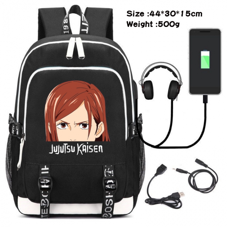 Jujutsu Kaisen Printed travel canvas backpack USB charging student school bag