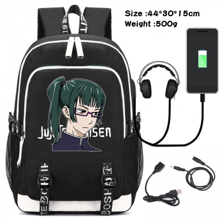 Jujutsu Kaisen Printed travel canvas backpack USB charging student school bag
