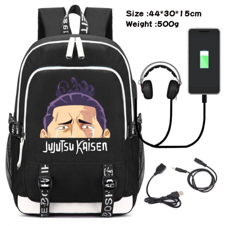 Jujutsu Kaisen Printed travel canvas backpack USB charging student school bag