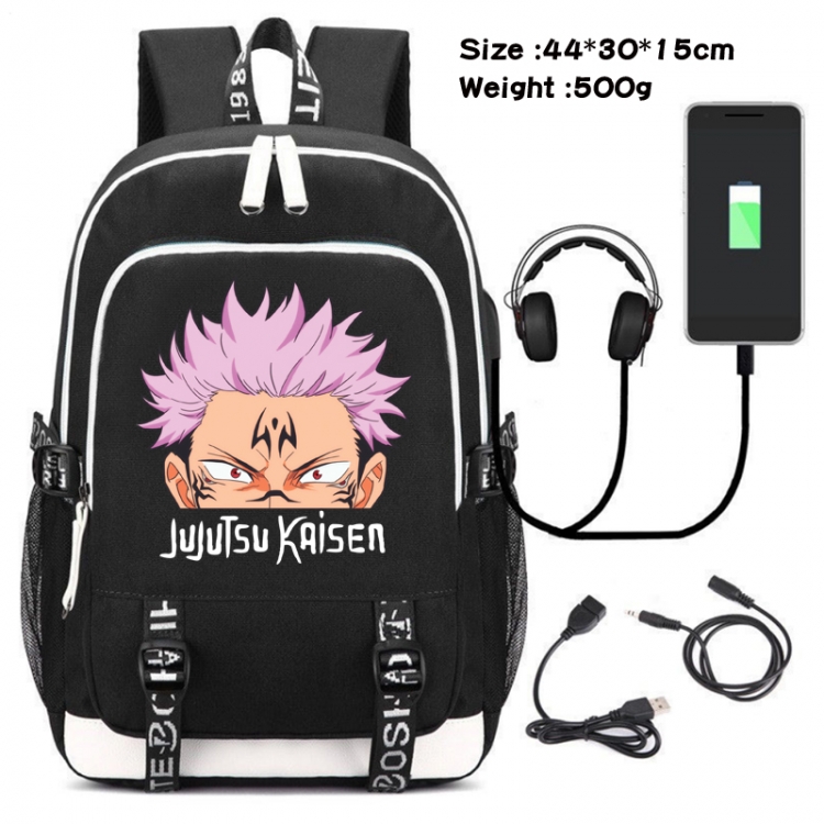 Jujutsu Kaisen Printed travel canvas backpack USB charging student school bag