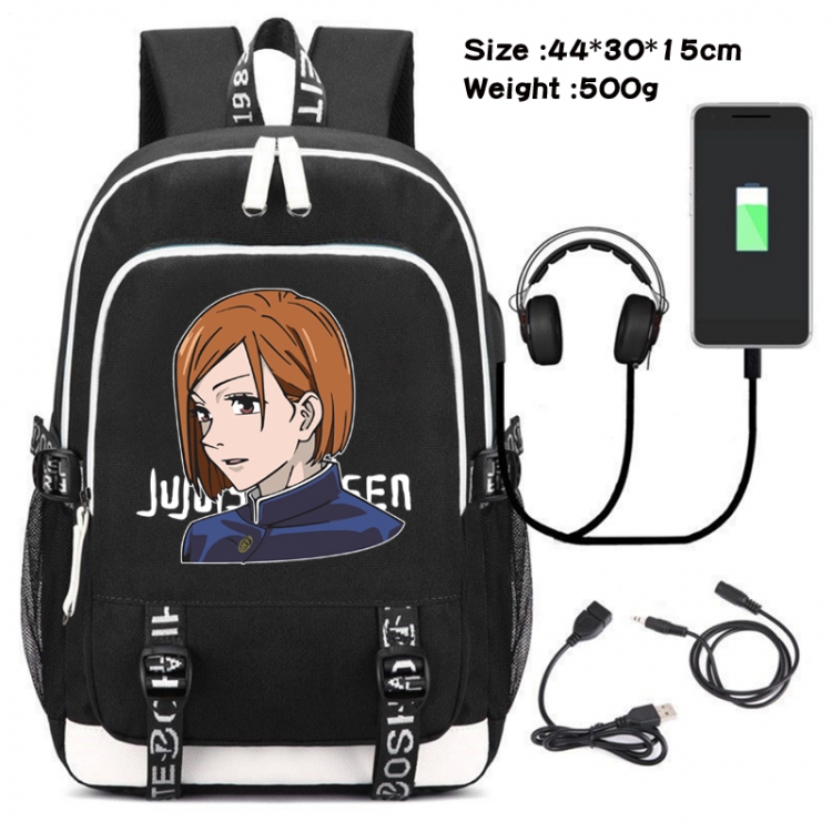 Jujutsu Kaisen Printed travel canvas backpack USB charging student school bag