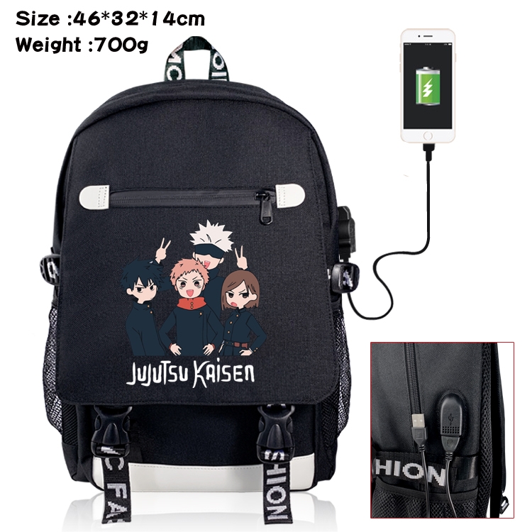 Jujutsu Kaisen Anime Big flip data cable canvas backpack student school bag 16