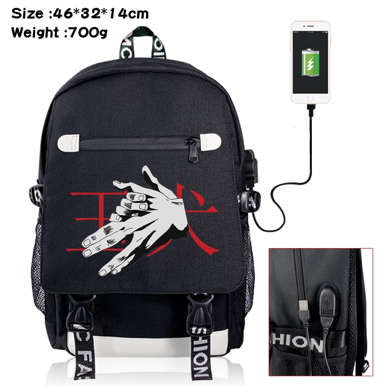 Jujutsu Kaisen Anime Big flip data cable canvas backpack student school bag 05