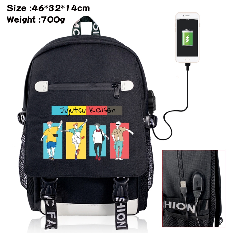 Jujutsu Kaisen Anime Big flip data cable canvas backpack student school bag 08