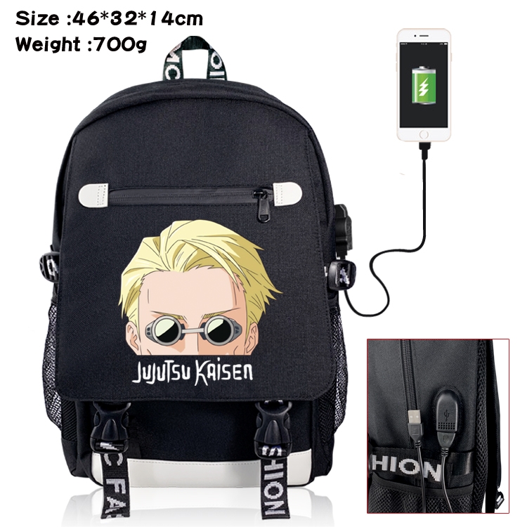 Jujutsu Kaisen Anime Big flip data cable canvas backpack student school bag 23