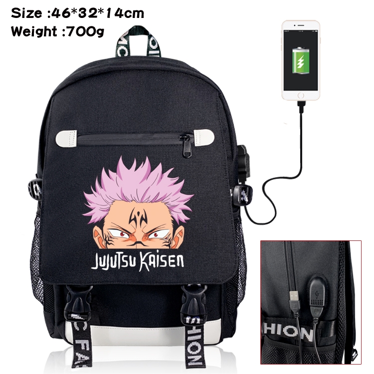 Jujutsu Kaisen Anime Big flip data cable canvas backpack student school bag 28