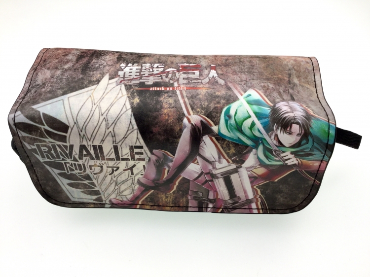 Shingeki no Kyojin Double zipper PU pencil Bag 20X10X7.5M 140G Style E