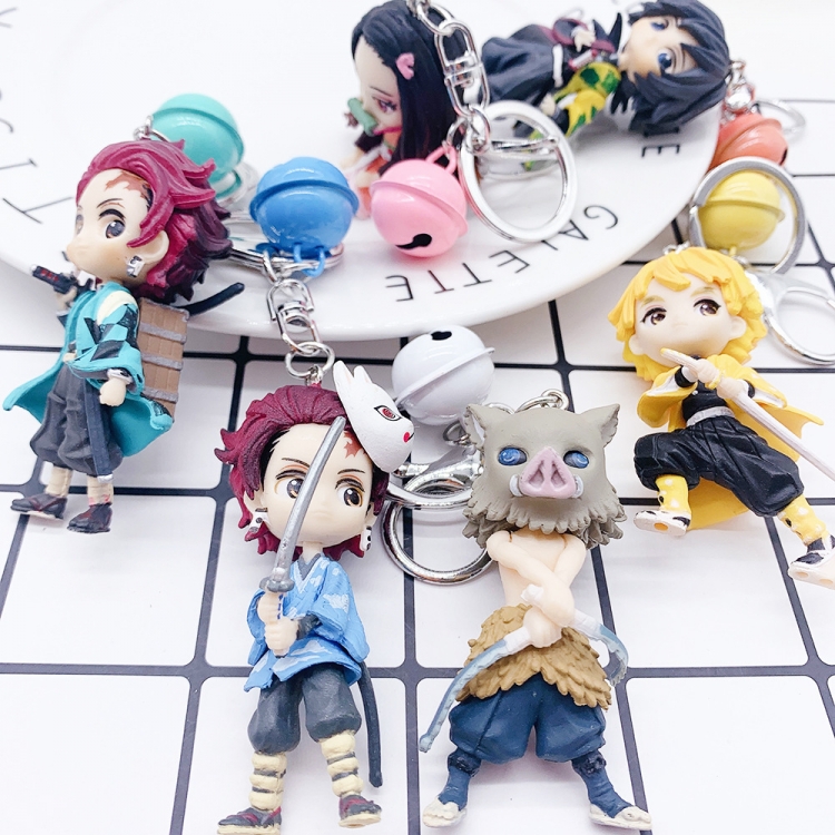 Demon Slayer Kimets Bell Model Doll Keychain Pendant a set of a set of 6