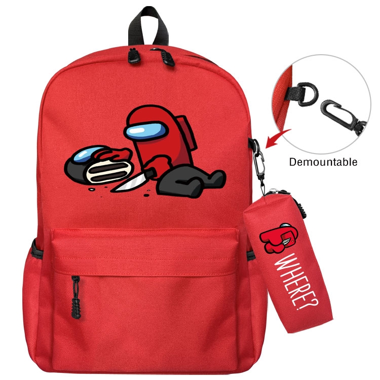 AMONG-US Cartoon student school bag backpack Pencil Bag combination