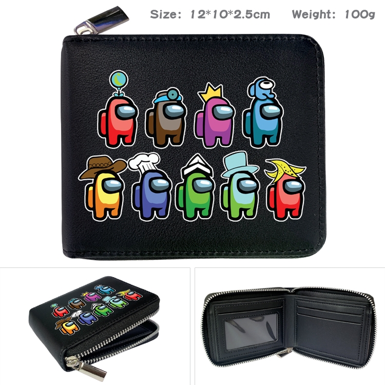 Among us Zipper UV printed bi-fold leather wallet