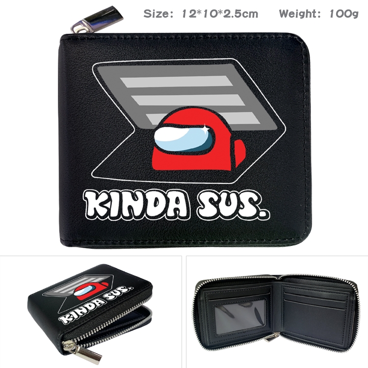 Among us Zipper UV printed bi-fold leather wallet