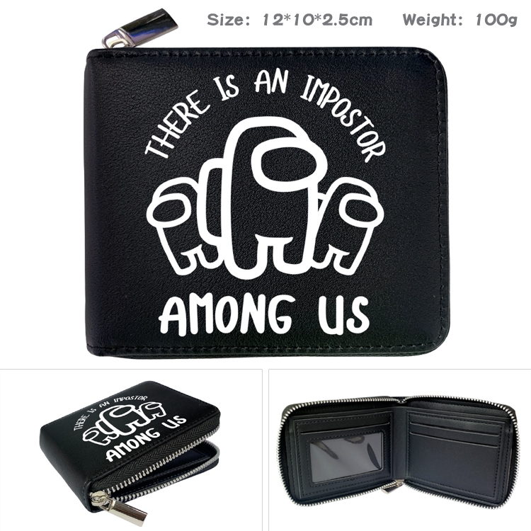 Among us Zipper UV printed bi-fold leather wallet