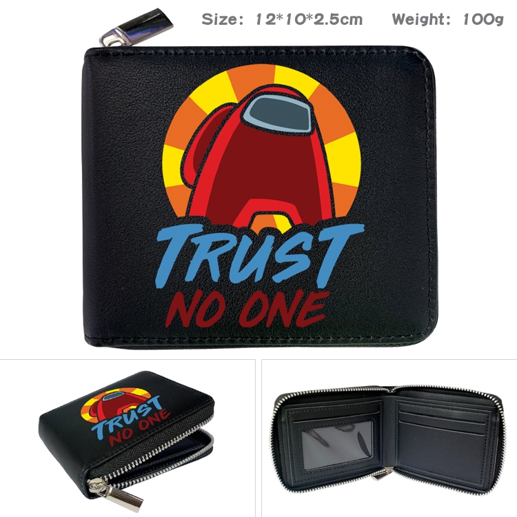 Among us Zipper UV printed bi-fold leather wallet