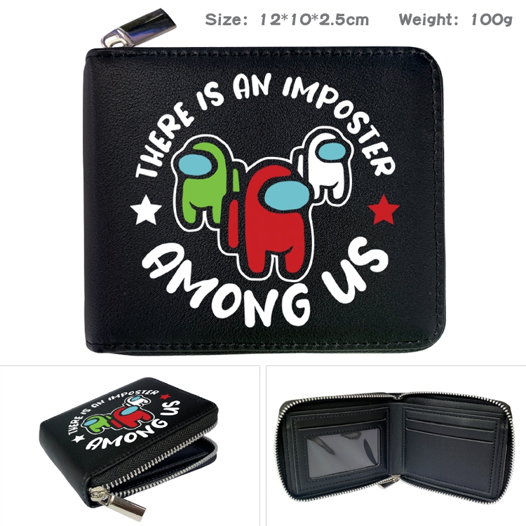 Among us Zipper UV printed bi-fold leather wallet