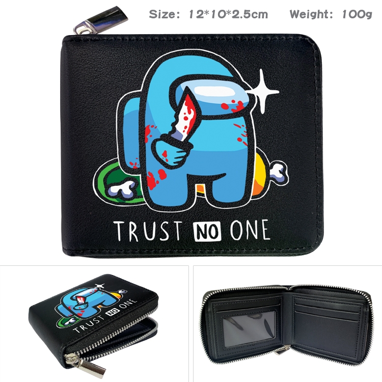 Among us Zipper UV printed bi-fold leather wallet