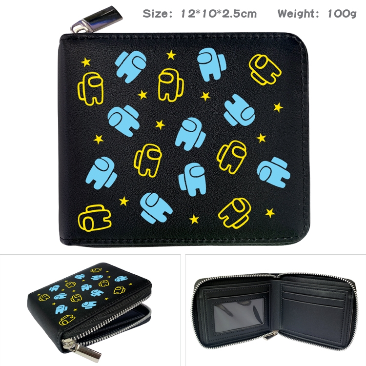 Among us Zipper UV printed bi-fold leather wallet