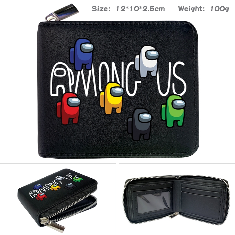 Among us Zipper UV printed bi-fold leather wallet