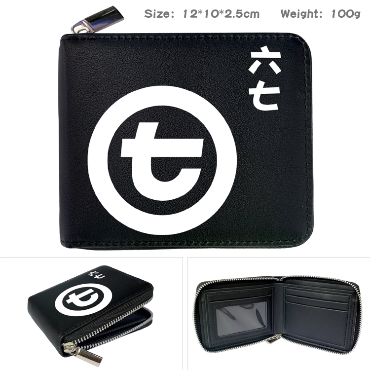 Scissor Seven  Zipper UV printed bi-fold leather wallet