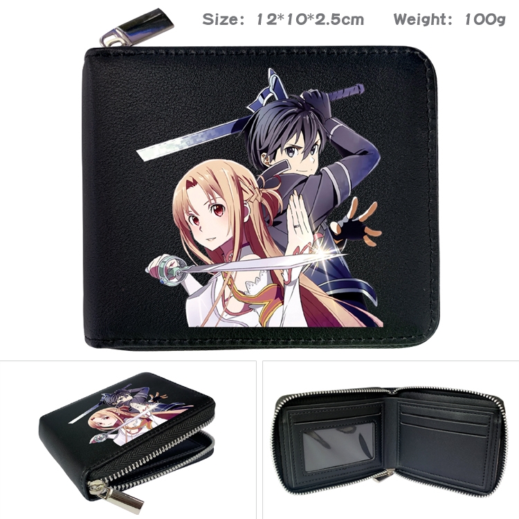 Sword Art Online Zipper UV printed bi-fold leather wallet