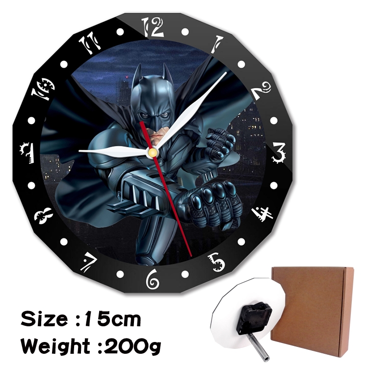 Batman Anime double acrylic wall clock alarm clock 15cm 200g 