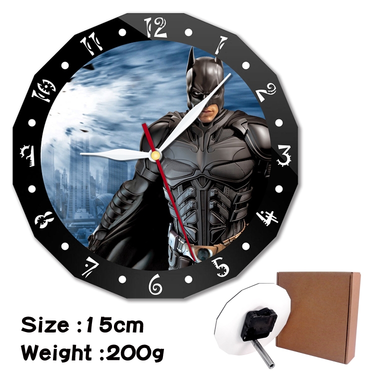Batman Anime double acrylic wall clock alarm clock 15cm 200g 